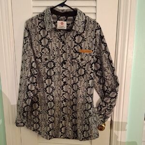 Simply Southern Black and Gray Snake Print Shirt Size M